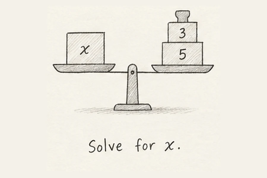 Algebra basics illustrated in pencil.