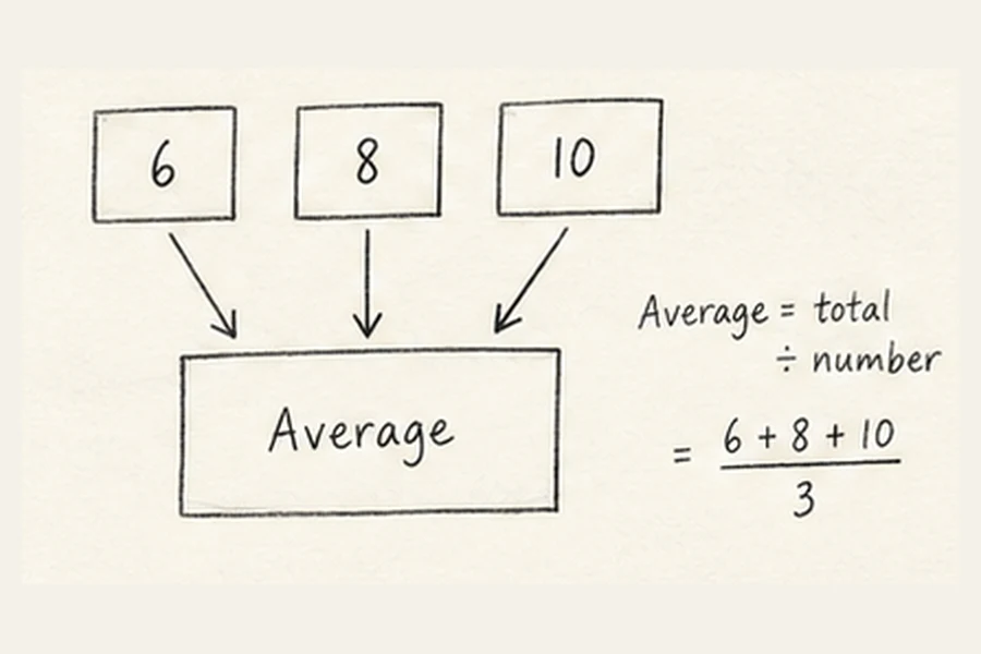 An average is a total illustrated in pencil.
