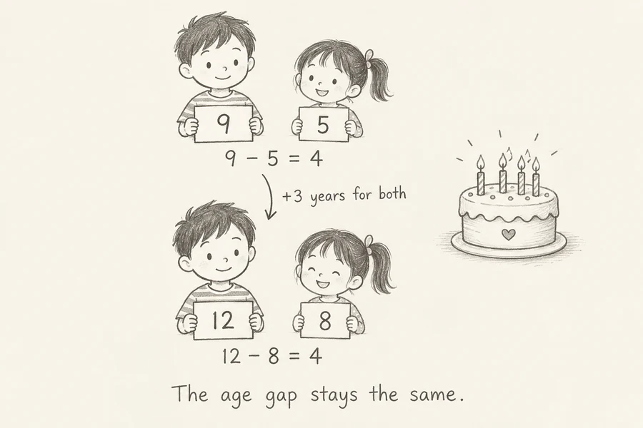 Constant difference illustrated in pencil.