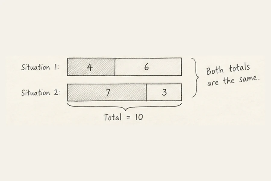 Constant total illustrated in pencil.
