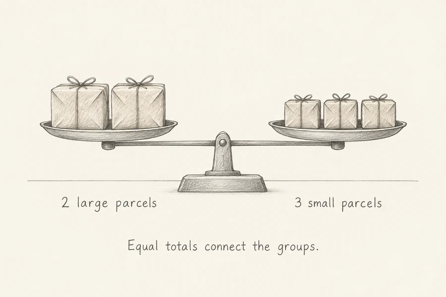 The equal concept illustrated in pencil.