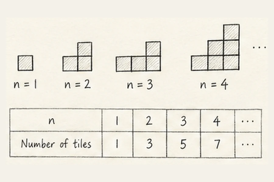 Growing patterns and tables illustrated in pencil.