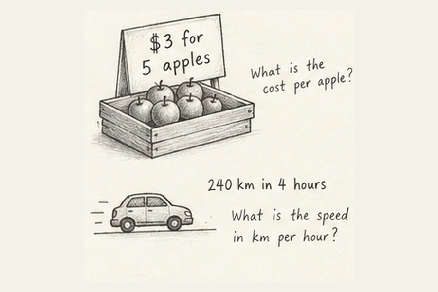 Rate as an amount per unit illustrated in pencil.