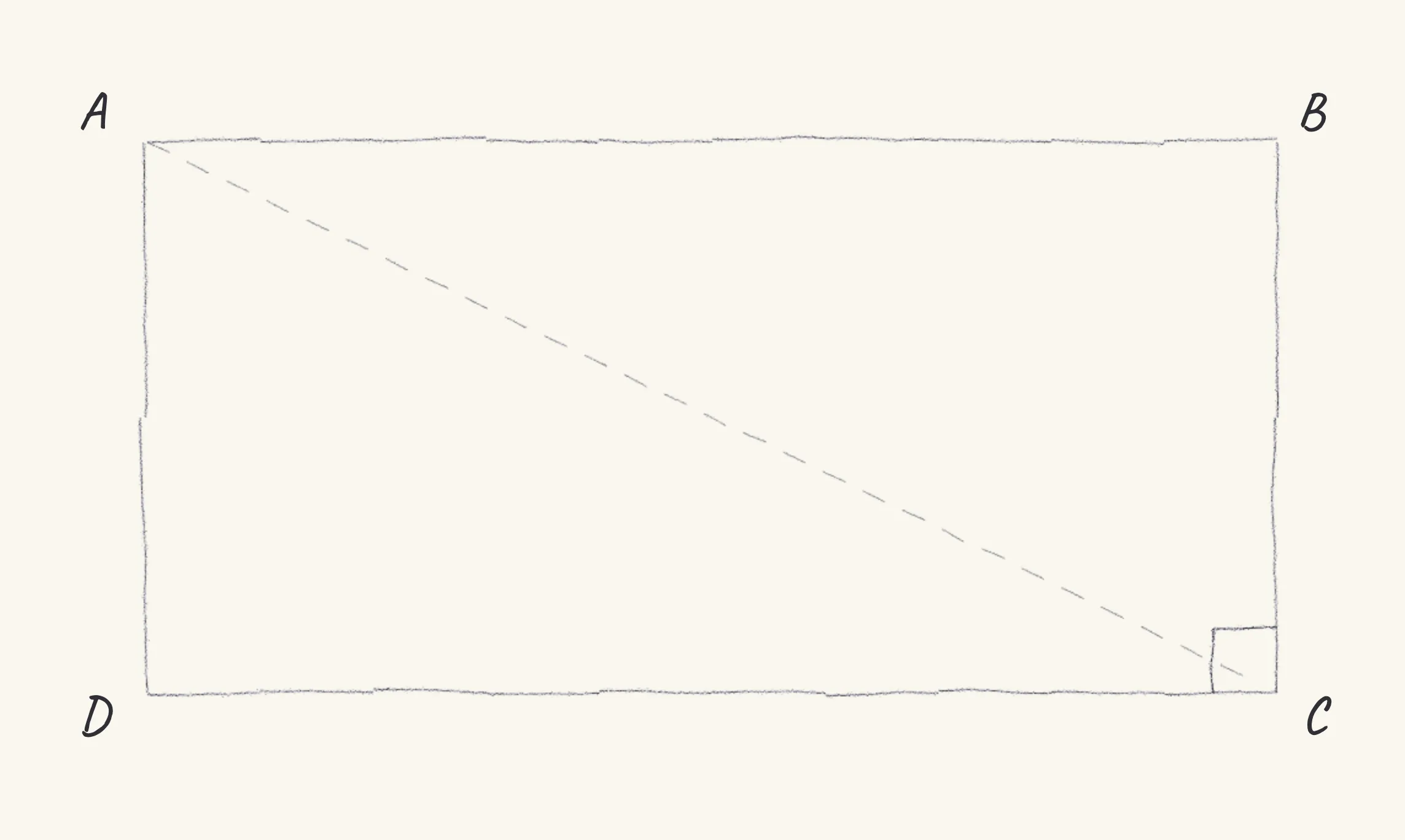 One step of the worked solution to Folding angle — find x, drawn in pencil.