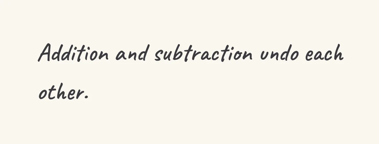 One step of the worked solution to connect addition with subtraction, drawn in pencil.