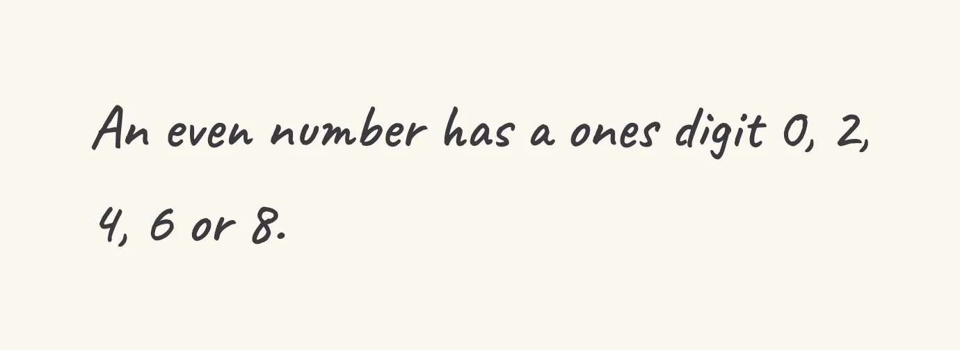 One step of the worked solution to distinguish odd and even numbers, drawn in pencil.