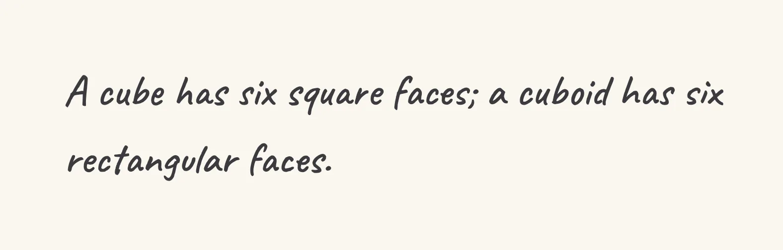 One step of the worked solution to recognise a solid shape, drawn in pencil.