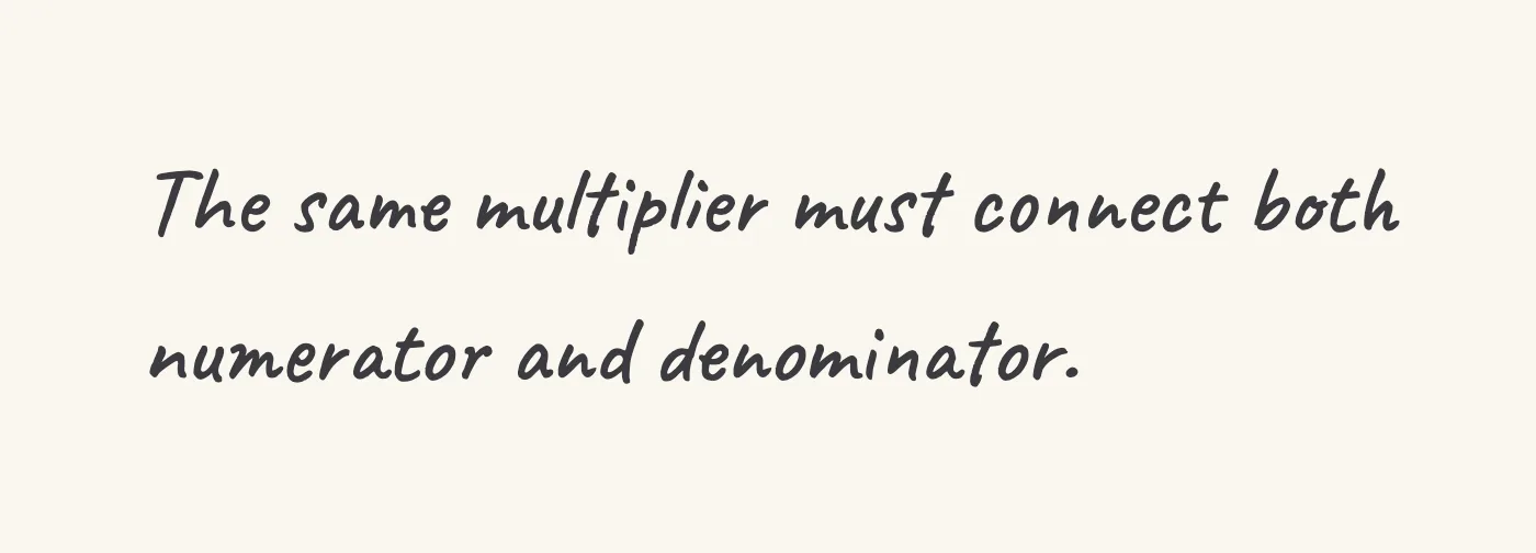 One step of the worked solution to find a missing denominator, drawn in pencil.