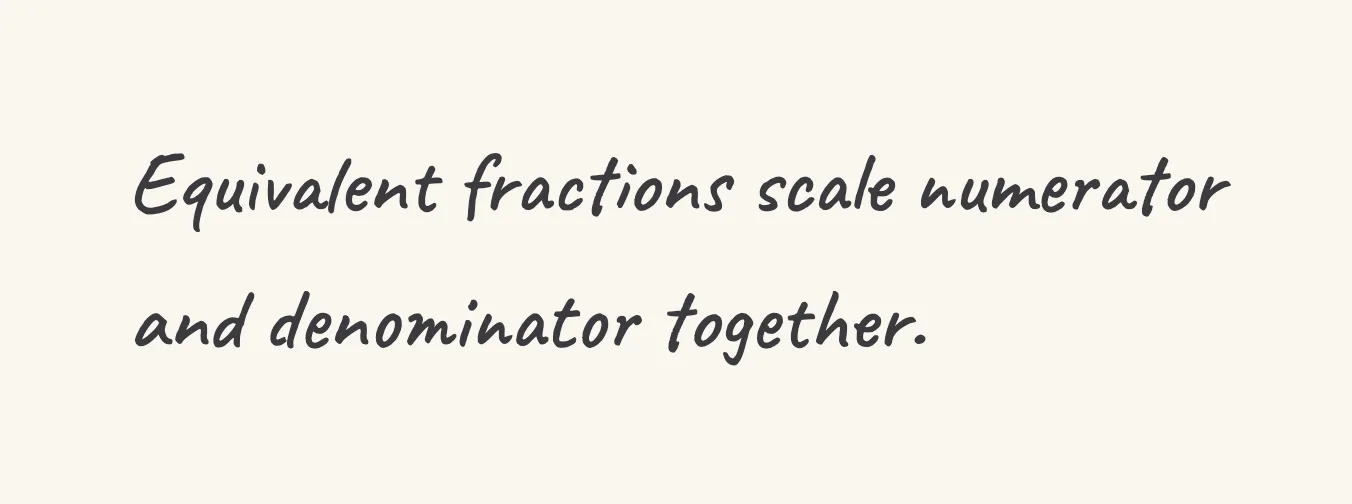 One step of the worked solution to find a missing numerator, drawn in pencil.