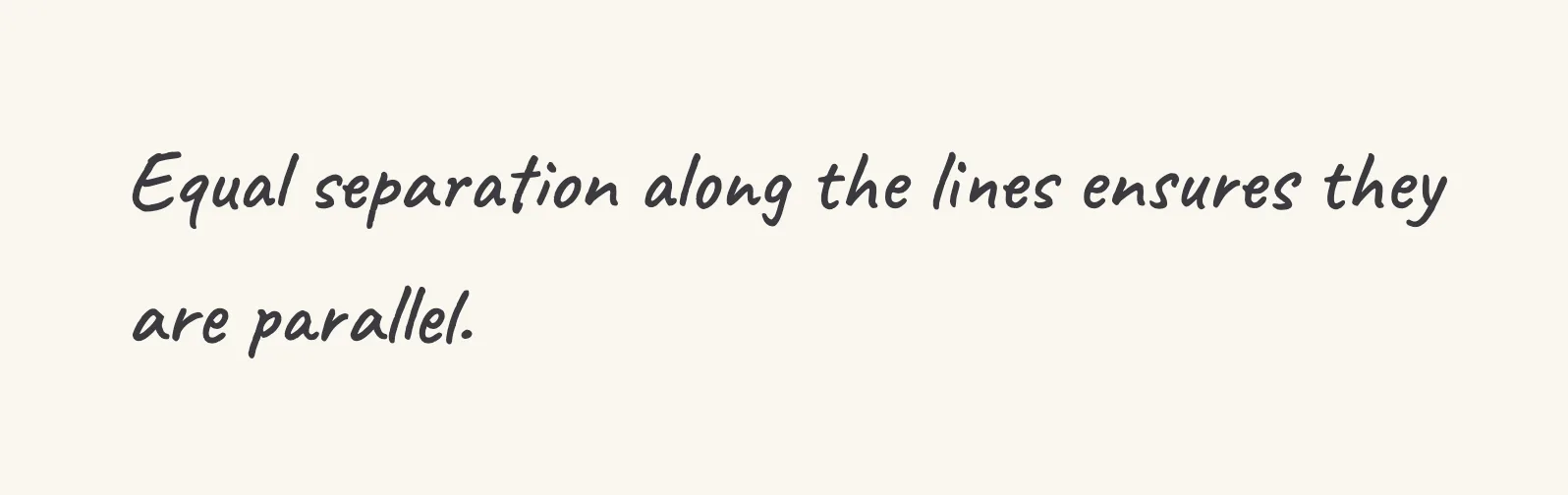 One step of the worked solution to draw parallel lines, drawn in pencil.