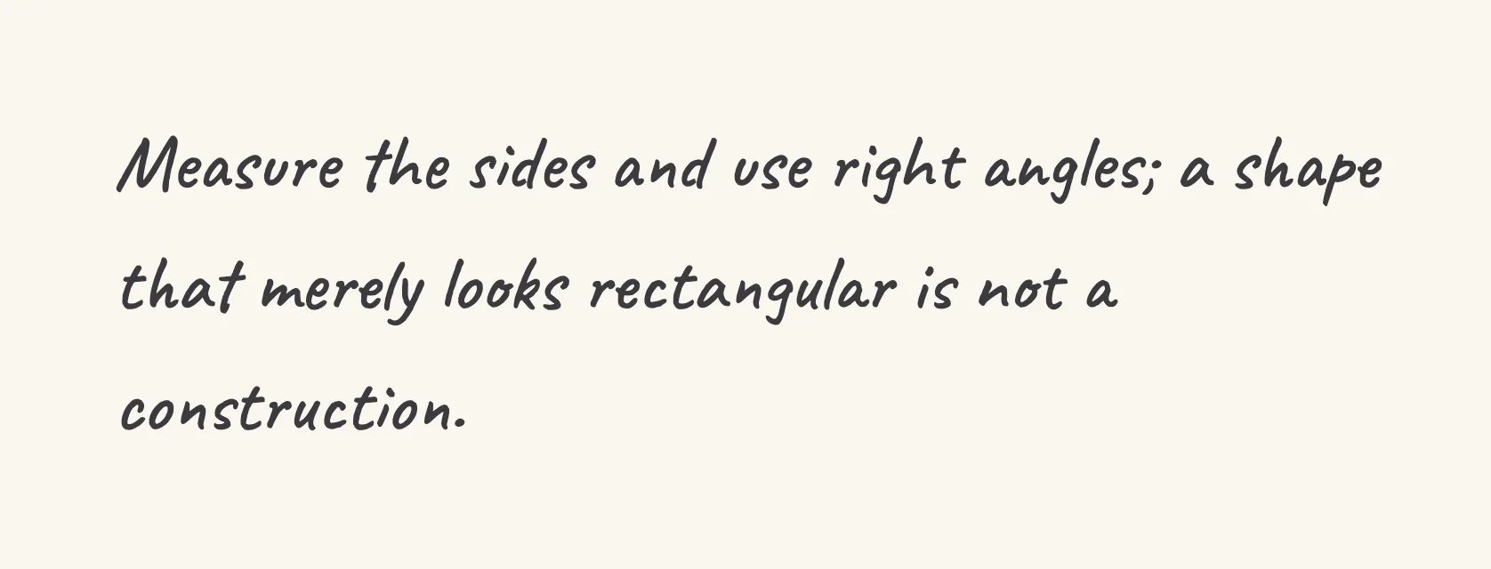 One step of the worked solution to draw a rectangle, drawn in pencil.
