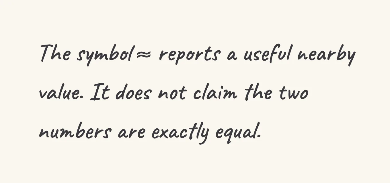 One step of the worked solution to interpret approximate equality, drawn in pencil.